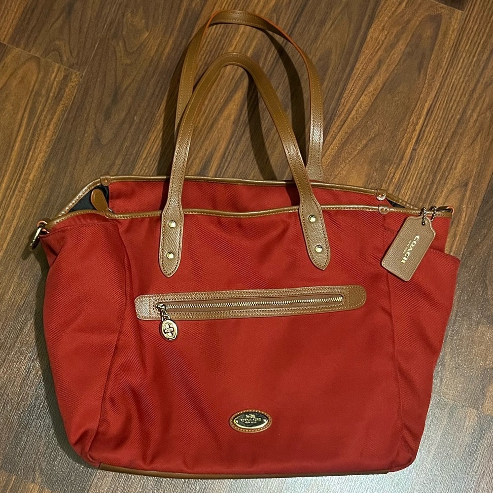 Coach Sawyer Large Tote Travel Red Canvas Diaper Bag